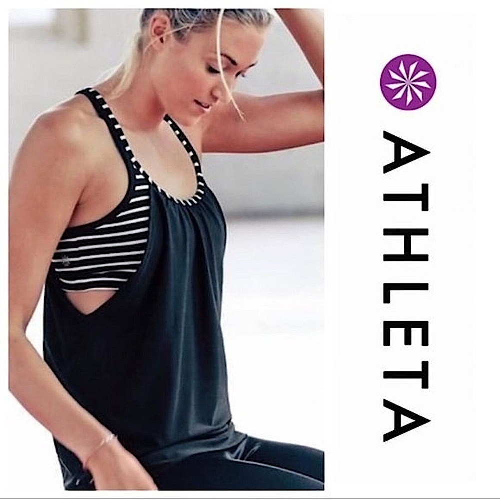 Athleta Hidden Agenda Tank Built in Stripe Sports Bra Size XS